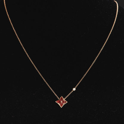 [⭐Hildren Jewelry]STAR NECKLACE PINK GOLD 1 DIAMOND