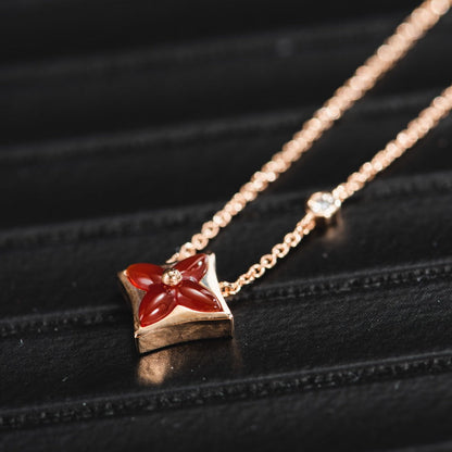 [⭐Hildren Jewelry]STAR NECKLACE PINK GOLD 1 DIAMOND