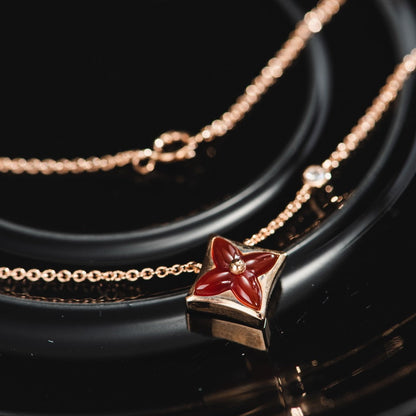 [⭐Hildren Jewelry]STAR NECKLACE PINK GOLD 1 DIAMOND