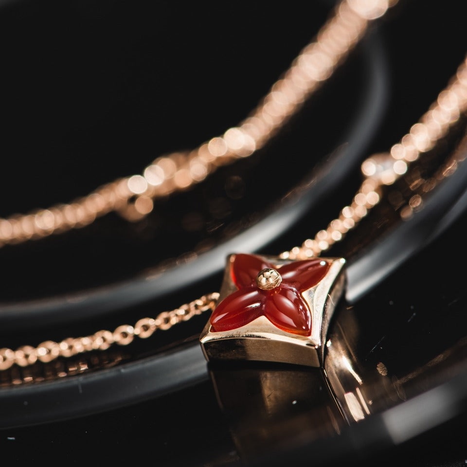 [⭐Hildren Jewelry]STAR NECKLACE PINK GOLD 1 DIAMOND