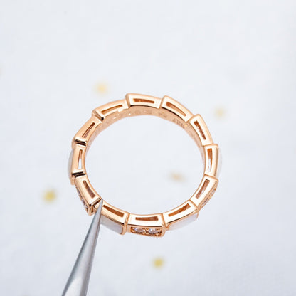 [⭐Hildren Jewelry]SERPENTI RING PINK GOLD DIAMOND MOP 3MM
