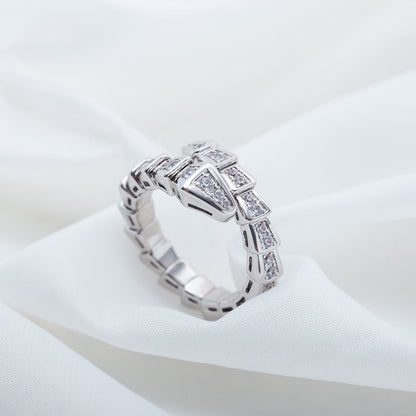 [⭐Hildren Jewelry]SERPENTI RING SILVER DIAMOND PAVED 4MM