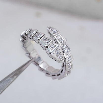 [⭐Hildren Jewelry]SERPENTI RING SILVER DIAMOND PAVED 4MM