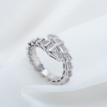 [⭐Hildren Jewelry]SERPENTI RING SILVER DIAMOND PAVED 4MM