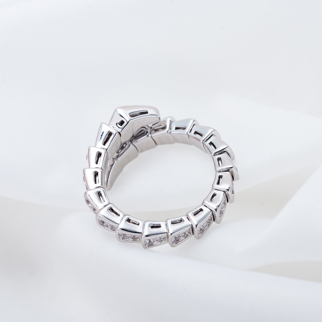 [⭐Hildren Jewelry]SERPENTI RING SILVER DIAMOND PAVED 4MM