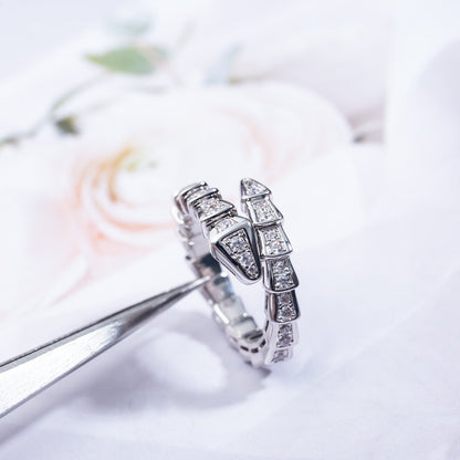 [⭐Hildren Jewelry]SERPENTI RING SILVER DIAMOND PAVED 4MM