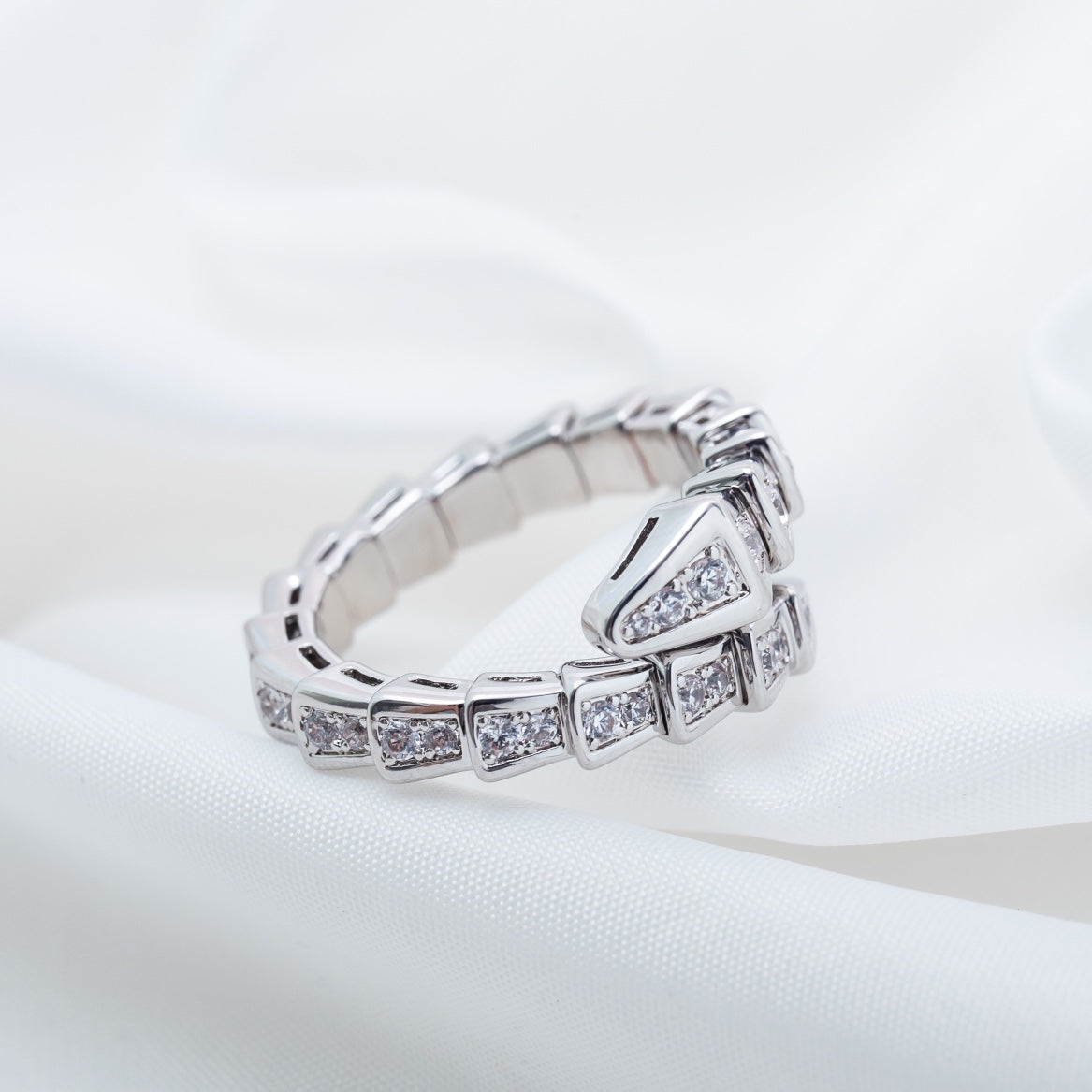 [⭐Hildren Jewelry]SERPENTI RING SILVER DIAMOND PAVED 4MM
