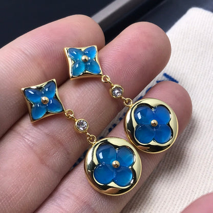 [⭐Hildren Jewelry]STAR AND SUN AGATE DIAMOND EARRINGS