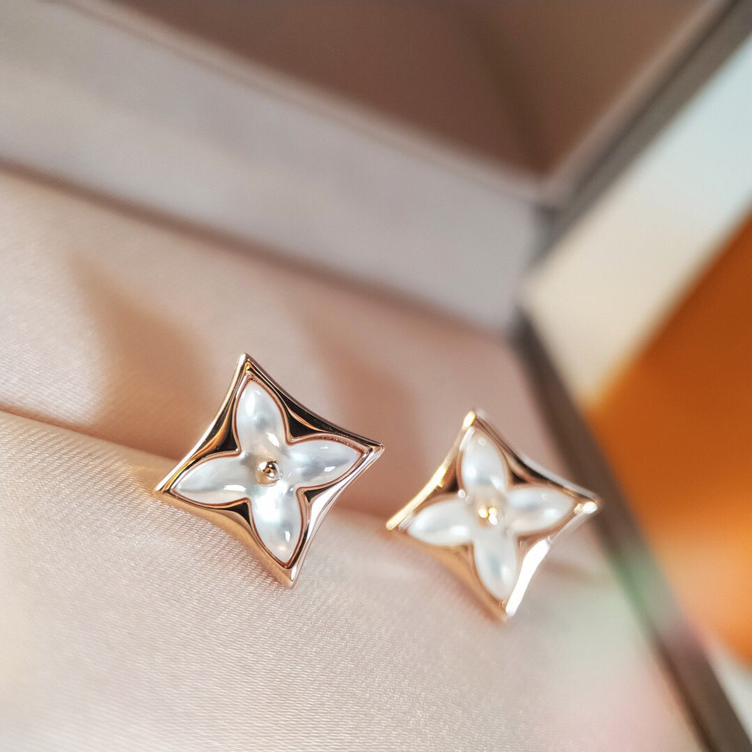 [⭐Hildren Jewelry]STAR MOP PINK GOLD EARRINGS