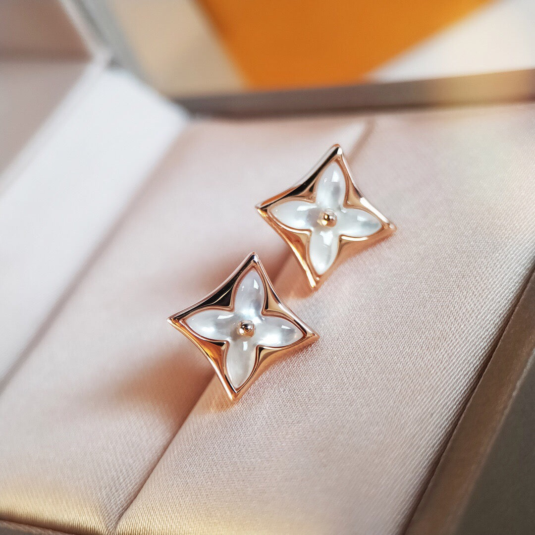 [⭐Hildren Jewelry]STAR MOP PINK GOLD EARRINGS