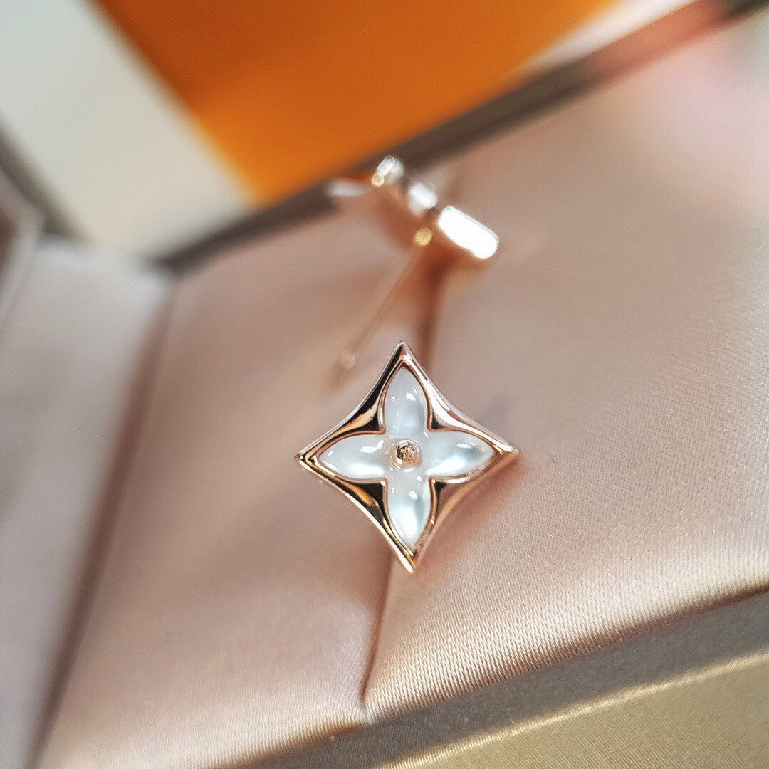 [⭐Hildren Jewelry]STAR MOP PINK GOLD EARRINGS