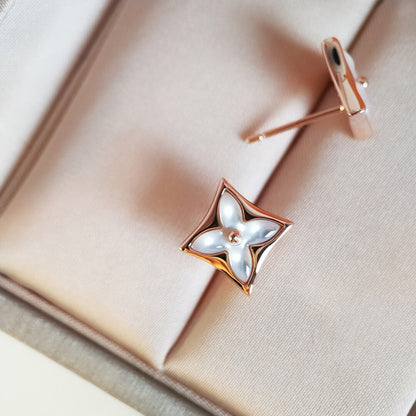 [⭐Hildren Jewelry]STAR MOP PINK GOLD EARRINGS