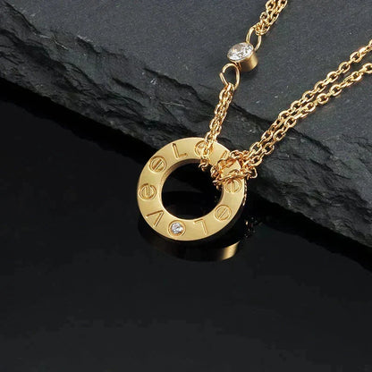 [⭐Hildren Jewelry]LOVE NECKLACE 16MM 2 DIAMONDS
