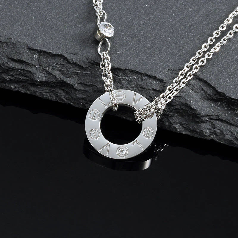 [⭐Hildren Jewelry]LOVE NECKLACE 16MM 2 DIAMONDS