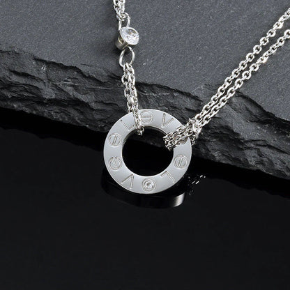[⭐Hildren Jewelry]LOVE NECKLACE 16MM 2 DIAMONDS