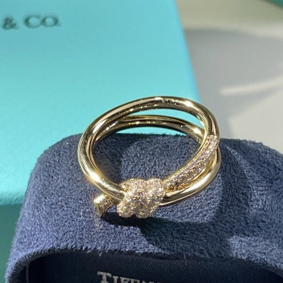 [Hildren Jewelry]KNOT RING DOUBLE ROW GOLD DIAMOND
