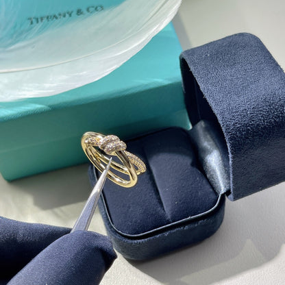 [Hildren Jewelry]KNOT RING DOUBLE ROW GOLD DIAMOND