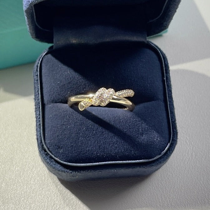 [Hildren Jewelry]KNOT RING DOUBLE ROW GOLD DIAMOND
