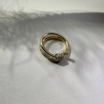 [Hildren Jewelry]KNOT RING DOUBLE ROW GOLD DIAMOND