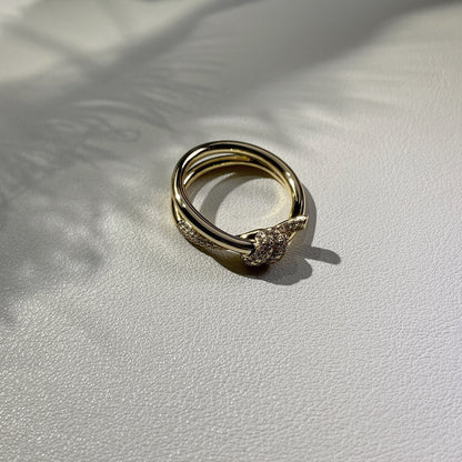 [Hildren Jewelry]KNOT RING DOUBLE ROW GOLD DIAMOND