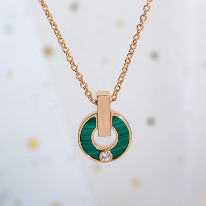 [⭐Hildren Jewelry]GARI NECKLACE PINK GOLD MALACHITE