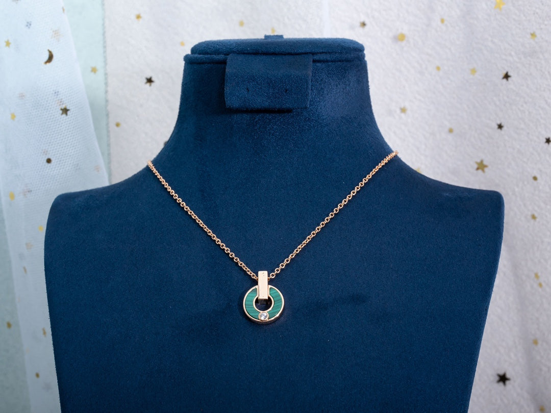 [⭐Hildren Jewelry]GARI NECKLACE PINK GOLD MALACHITE