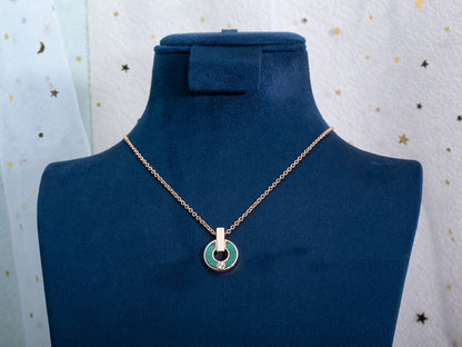 [⭐Hildren Jewelry]GARI NECKLACE PINK GOLD MALACHITE