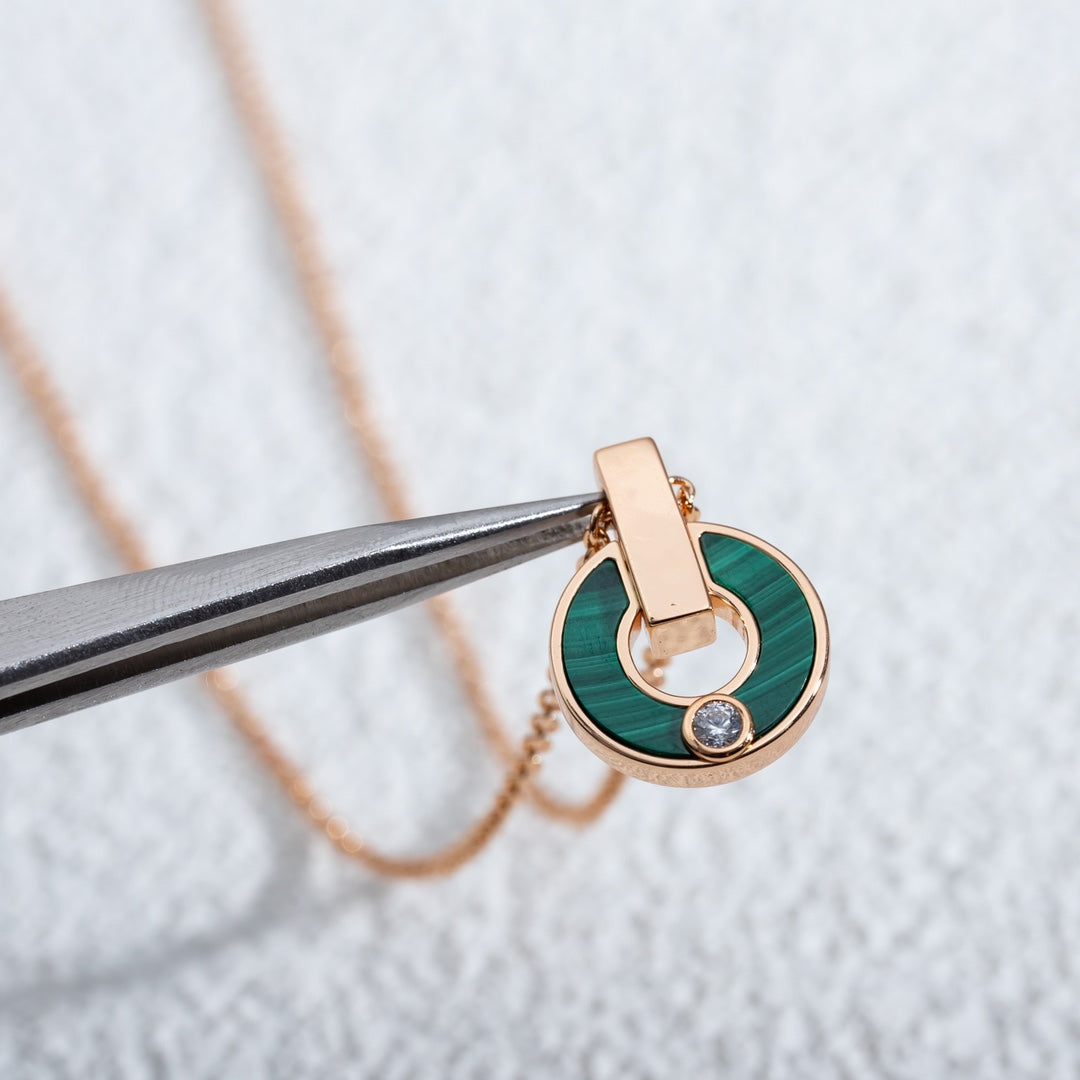 [⭐Hildren Jewelry]GARI NECKLACE PINK GOLD MALACHITE