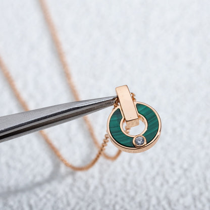 [⭐Hildren Jewelry]GARI NECKLACE PINK GOLD MALACHITE