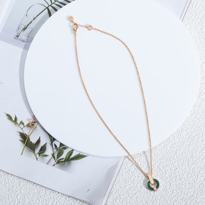 [⭐Hildren Jewelry]GARI NECKLACE PINK GOLD MALACHITE
