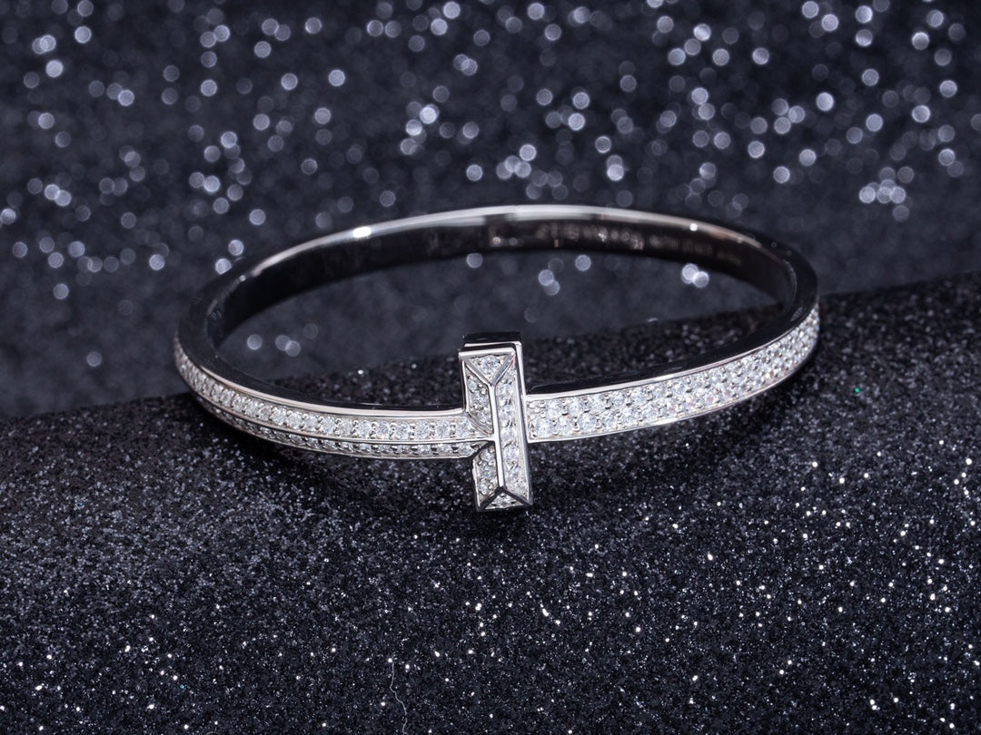 [Hildren Jewelry]WIDE DIAMONDS HINGED BANGLE SILVER