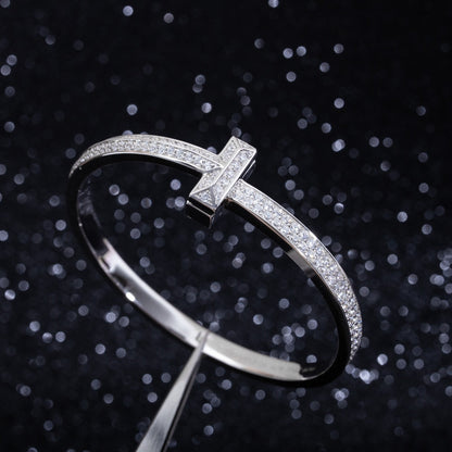 [Hildren Jewelry]WIDE DIAMONDS HINGED BANGLE SILVER