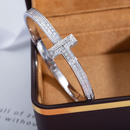 [Hildren Jewelry]WIDE DIAMONDS HINGED BANGLE SILVER
