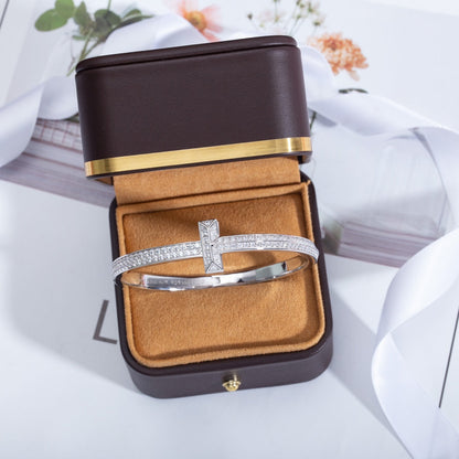 [Hildren Jewelry]WIDE DIAMONDS HINGED BANGLE SILVER