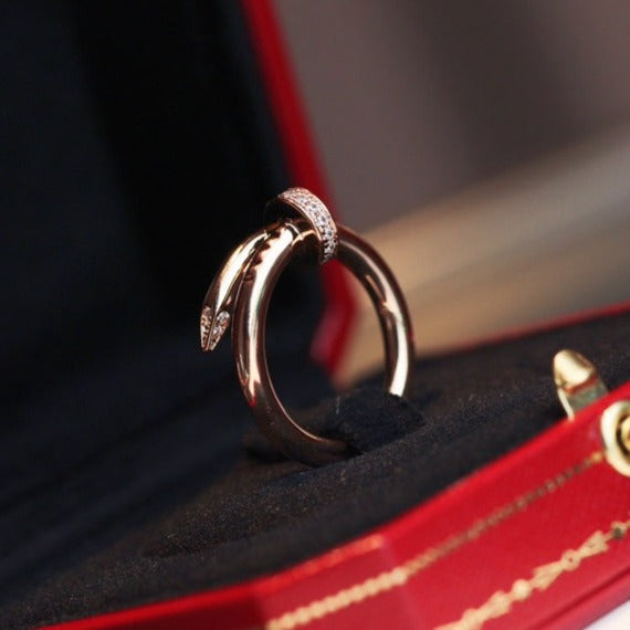 [⭐Hildren Jewelry]JUSTE RING 2.65MM PINK GOLD DIAMOND