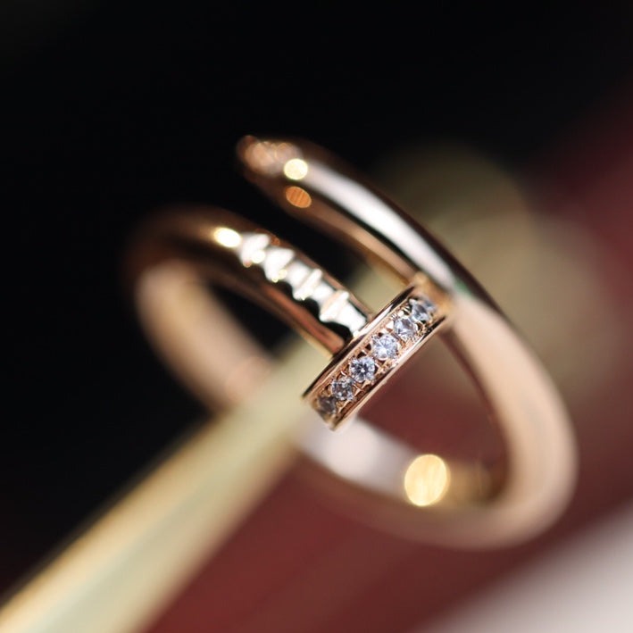[⭐Hildren Jewelry]JUSTE RING 2.65MM PINK GOLD DIAMOND