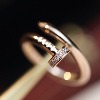 [⭐Hildren Jewelry]JUSTE RING 2.65MM PINK GOLD DIAMOND
