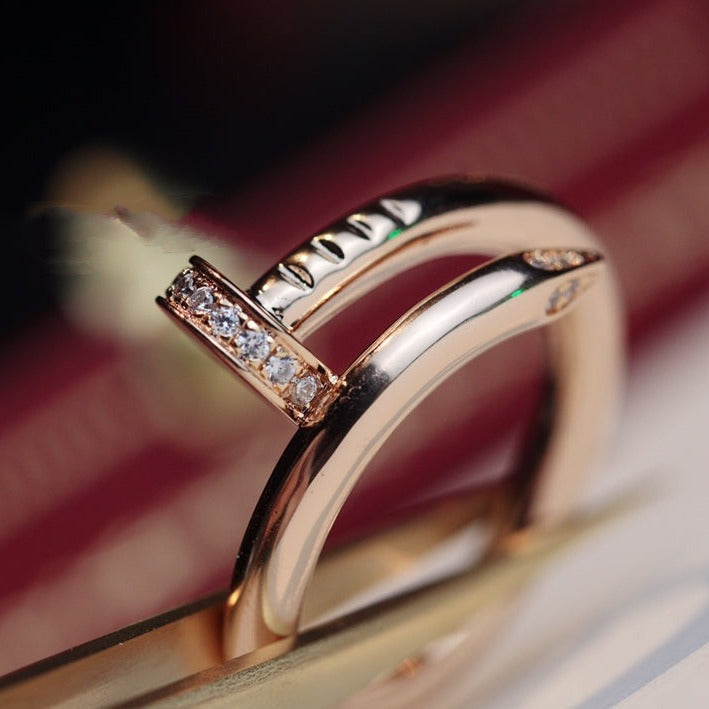 [⭐Hildren Jewelry]JUSTE RING 2.65MM PINK GOLD DIAMOND