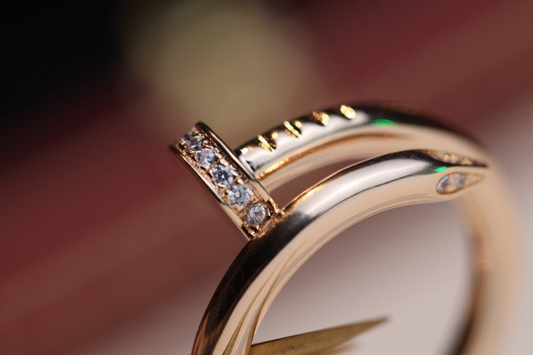 [⭐Hildren Jewelry]JUSTE RING 2.65MM PINK GOLD DIAMOND