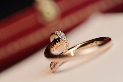[⭐Hildren Jewelry]JUSTE RING 2.65MM PINK GOLD DIAMOND