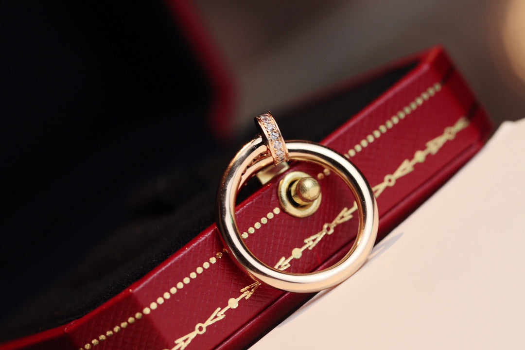 [⭐Hildren Jewelry]JUSTE RING 2.65MM PINK GOLD DIAMOND