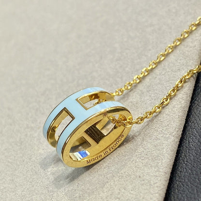 [⭐Hildren Jewelry]POP H LIGHT BLUE NECKLACE