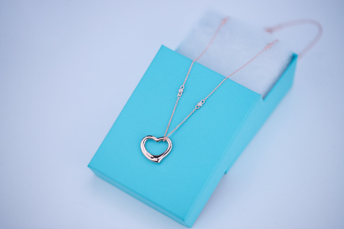 [Hildren Jewelry]OPEN HEART PEDANT PINK GOLD NECKLACE