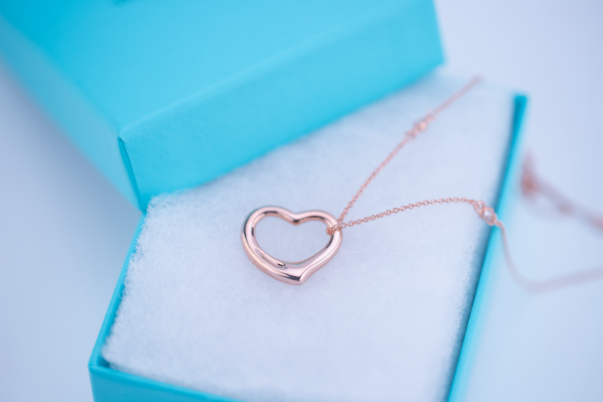 [Hildren Jewelry]OPEN HEART PEDANT PINK GOLD NECKLACE