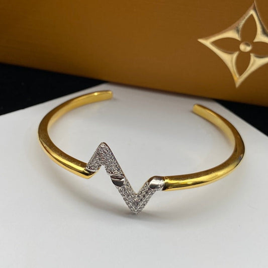[⭐Hildren Jewelry]VOLTE UPSITE DOWN DIAMOND GOLD OPEN BRACELET