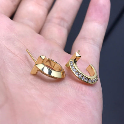 [Hildren Jewelry]T HOOP DIAMOND EARRINGS