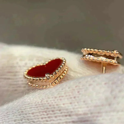 [⭐Hildren Jewelry]HEART CARNELIAN STUD EARRINGS