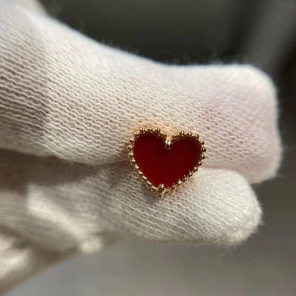 [⭐Hildren Jewelry]HEART CARNELIAN STUD EARRINGS