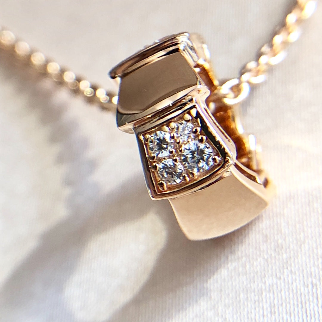 [⭐Hildren Jewelry]SERPENTI PEDANT DIAMOND PINK GOLD NECKLACE