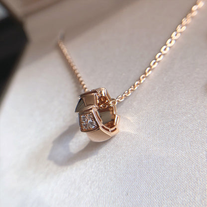 [⭐Hildren Jewelry]SERPENTI PEDANT DIAMOND PINK GOLD NECKLACE